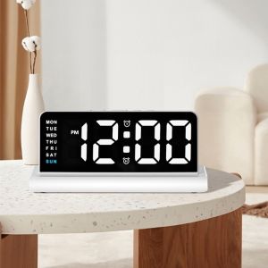 FUNG Large Screen Digital Alarm Clock Adjustable Brightness Large Display LED Electronic Clock Backlight Adjustment Week Date Display Table Clock Bedroom