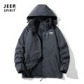 Jeep Spirit Solid Color Waterproof and Wear-resistant Jacket Spring and Autumn New Outdoor Single-layer Thin Mountaineering Suit Windproof and Breathable Couple Trench Coat Jacket Casual Coat. 