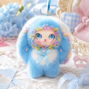 BRISA Bag Hanging Rabbit Plush Keychain Big Ear Ornaments Car Key Ring Delicate Kawaii Bunny Doll Pendant Gift For Girls
