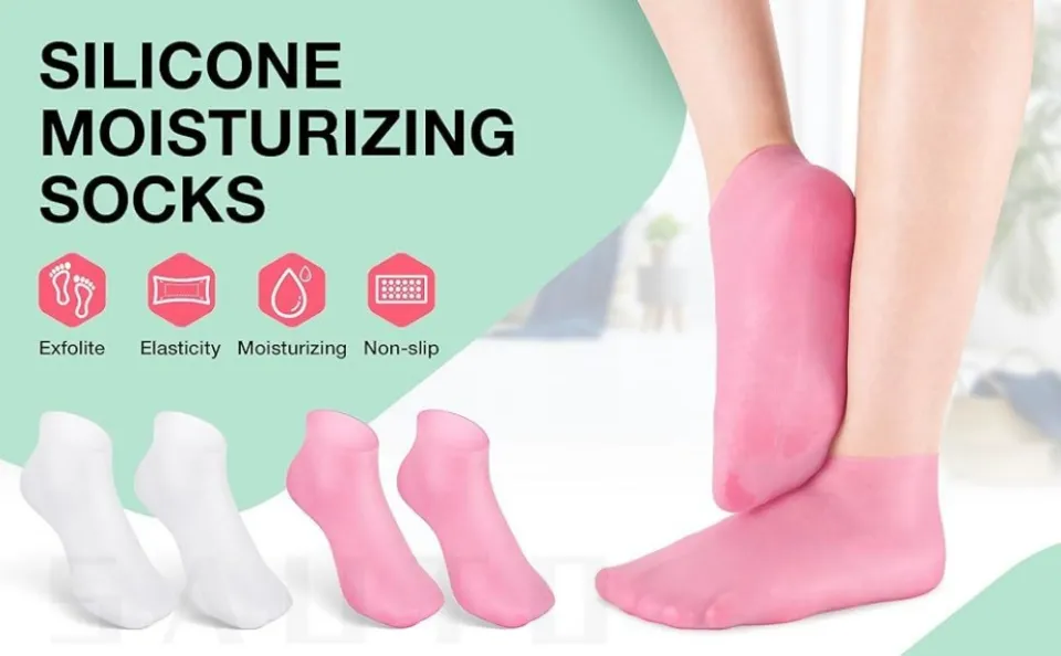 1Pairs Silicone Moisturizing Socks Softening Dry Cracked Feet Rough Skins &  Anti Slip Aloe Socks for Dry Cracked Feet Women, Calluses, Spa Gel Socks  Foot Care After Pedicure