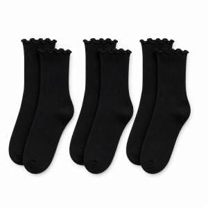 Cute Women’s Ribbed Crew Socks | Soft Kawaii Frill Trim Socks for Sneakers & Everyday Looks