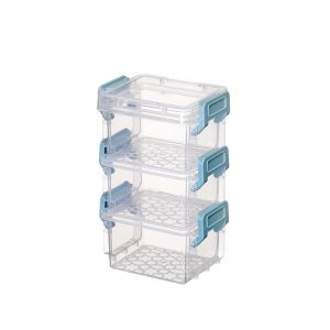 3pcs Cute Mini Stackable Storage Box Dust Proof Cosmetic Storage with Cover Overlay Office Debris