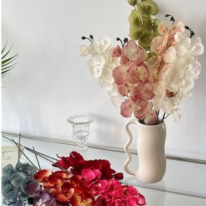 LITTLEX 68cm Artificial Butterfly Orchid DIY Silk Faux Flower Real Touch 8 Heads 3D Phalaenopsis Flower Home