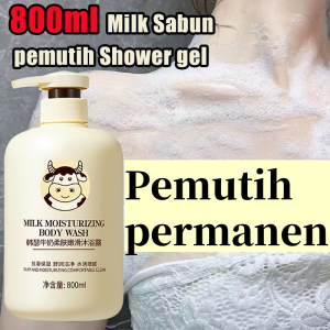 Goat Milk Sabun pemutih badan Shower 800ML gel susu Sabun Mandi Cair Body Wash Susu Kambing Pemutih Singkirkan kulit kusam kering merinding Memutihkan melembabkan mencerahkan Nicotinamide Peremajaan Kulit Deep Cleaning Milk Shower