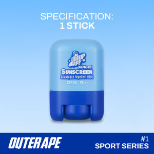 Outer Ape 2-in-1 Sunscreen & Mosquito Repellent Stick SPF50 PA+++ (13g) | DEET-Free Natural Plant Extract | Water-Resistant & Gentle for Kids & Family Outdoor Activities | Portable Refillable Stick