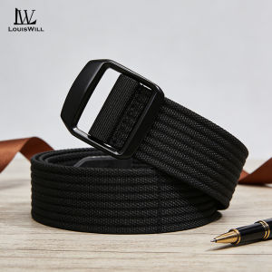 LouisWill Mens Fashion Casual All-Match Round Buckle Nylon Belt Nylon + Alloy Buckle Belt Durable and Wear-Resistant Belt