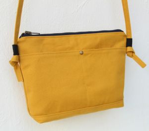 HANDMADE Japan’s Tsukanoma Tejika Style Mustard Yellow Pocket Sling Bag – Casual Canvas Bag