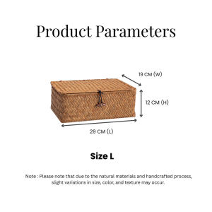 Kotak Simpan Serbaguna Bajet Rumah Flat Office Dorm Organizer Storage Box Handmade Woven Seagrass Minimalist Eco Design AMK