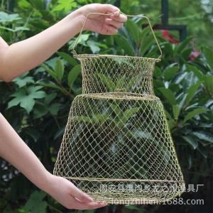 GIỎ SẮT ĐỰNG CÁ GẤP GỌN MÀU VÀNG TI TAN CHẤT LƯỢNG CAO CÓ 5 SAI