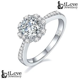 iLove Jewellery 925 Silver 1.0ct Moissanite Ring Round Cut (With GRA Report) Cincin Women Engagement Jewelry Engagement Perempuan Gift ILR208