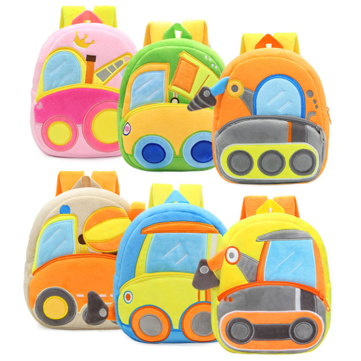 Engineering Vehicle Series Cute Children s School Bag Excavator Plush Backpack 2 4 Years Old Boys Girls Toddler Candy Bags Lazada PH