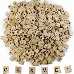 GXXMEI 1000PCS Wooden Letter Tiles A-Z Capital Letters for Crafts Spelling Replacement Tiles for Crossword Game
