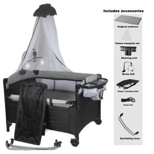 Katil bayi 2 tahap katil mudah alih Playpen Travel Cot jahitan katil besar Side Door Cradle dilipat