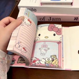 JOYNCLEON Dễ thương Hello Kitty tẩm TRIM trifold máy tính xách tay với các trang đầy màu sắc Nhật Ký Học sinh đáng yêu trong phong cách Ins hợp thời trang