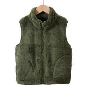 Rolanko Kids Fleece Vest Boys Girls Sleeveless Prevent Cold Coat Keep Warm Leisure Costume Daily Wear Spring Autumn Winter
