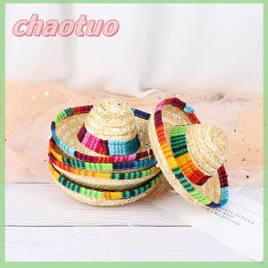 chaotuo Mini Pet Dogs Straw Hat Sombrero Cat Sun Hat Beach Party Straw Hats Dogs Hat