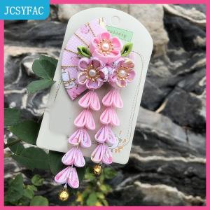 JCSYFAC Nhật Bản Kimono vải hoa gấp Fan trẻ em Phụ kiện tóc Clip tua Mũ Nón mũ barrette