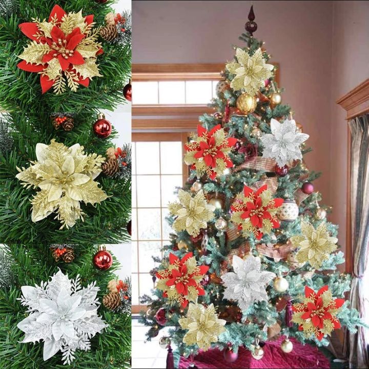 5pcs New Color 14cm Big Glitter Flower Christmas Garland Tree