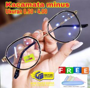 PROMO KACAMATA LENSA MINUS OVAL WANITA DAN PRIA 0.50 sd 4.00 FREE BOX DAN LAP