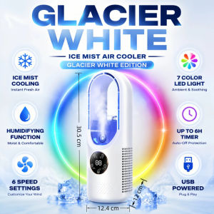Portable Spray Bladeless Fan Air Cooler 6 Speed Turbo Cooling Mist Fan 6H Timer Humidifier Strong Airflow Personal Cooling Fan for Bedroom Home Office Outdoor USB Rechargeable Compact Quiet Fan Malaysia Summer Use喷雾风扇冷风机