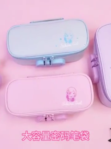 Large Capacity Pencil Case with Lock 4 Compartments Canvas Pen Pouches Multilayer Pen Organizers Bag Travel Makeup Bag