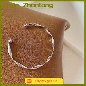 Aryio Classic Premium Retro Style Twisted Twist Metal Bracelet for Women Simple Open Adjustable Trend Girls Jewelry Gift Accessories