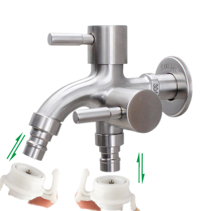 Ready Stock In Malaysia 304 Stainless Steel Faucet Quick Open One-in and Two-out Pulling Pool Tip Multi-function Faucet