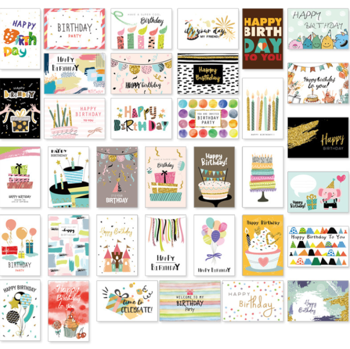 【36 PCS】Happy Birthday Card with Envelope Birthday Party Supplies ...