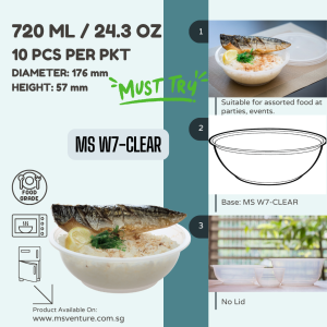 {MSV} Plastic Bowls with Lids Microwavable (720ml-1080ml) for Takeaway Anti Leak Durable BPA Free Reusable MS W6 W7 W8