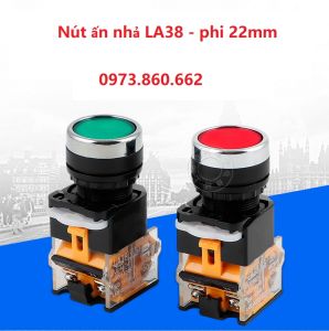 Combo 10 Nút ấn nhả Không Đèn LA38 Phi 22mm xanh đỏ vàng