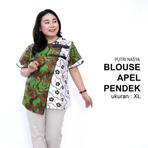 Blouse Big Size Wanita Atasan Batik Lengkap L-XL-2L-3L-4L-5L-6L-7L Model Blus Jumbo Seragam Batik / Blus Pendek Big Size / Atasan Kerja Wanita Jumbo Kantor / Blouse Jumbo Formal LD 140