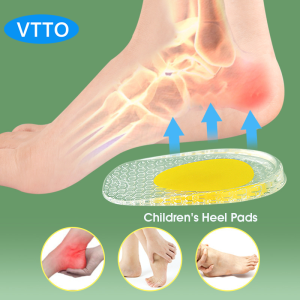 VTTO 2PCS Childrens Silicone Gel Heel Cushion Insoles Kids Support Shoe Pad Relief Foot Pain Soft Inserts Foot Pain Protectors High Heel Insert
