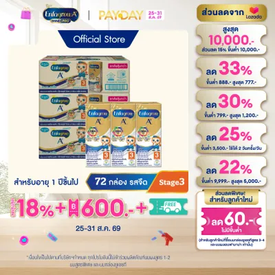 นมกล่อง เอนฟาโกร ยูเอชที สูตร3 ชนิดจืด (24 กล่อง) x3 ลัง Enfagrow UHT Stage3 Plain (24 boxes) x3 cases *แพ็คเกจอยู่ระหว่างการเปลี่ยนแปลง