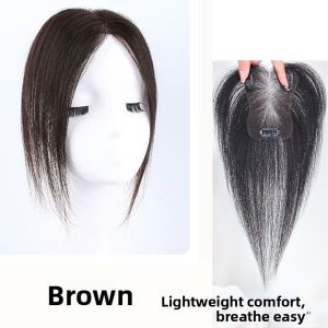 9*11-30cm 100% Human Hair Topper Black Breathable Lightweight Hair Piece Cover White Hair Add Volume For Women