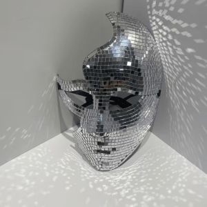 BEIBEI Mirror Surface Disco Ball Mirror  Steampunk Style Glitter Material Costume  Rave Accessory Metallic Masquerade  Halloween Costume