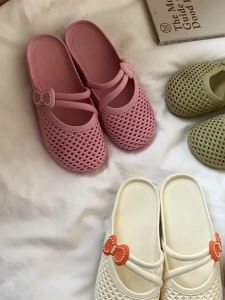 [Free Shipping] Fashionable Sweet Breathable Mesh Sandals For Women Comfortable Summer Slip-On Commuting Slippers Open-Toed Outdoor Slippers