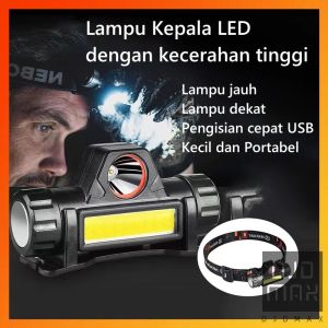 DJDMax Senter Kepala Mini COB 2in1 XPE Headlamp Bisa Putar Copot Cas USB / Senter Kepala LED 2 Mode COB 2in1 / Head Lamp 90° Adjustable Rechargeable 2 Mode With Magnet / Lampu Kepala Waterproof Super Terang / Lampu Kepala Darurat Dengan Magnet