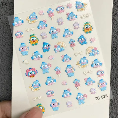 TX💓 Sanrio hangyodon Kuromi Hello Kitty น่ารักอะนิเมะสร้างสรรค์สติกเกอร์ทำเล็บตกแต่งการ์ตูนบุคลิกที่เรียบง่ายกระดาษวางในตัว