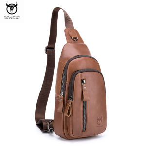 BULLCAPTAIN leather shoulder messenger chest bag mens business casual sports large-capacity cowhide bag model XB-100