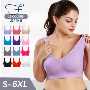Flarixa S-6XL XL Womens Seamless Sports Underwear Boneless Seamless Bra Fitness Yoga Exercise Belt Padded Vest