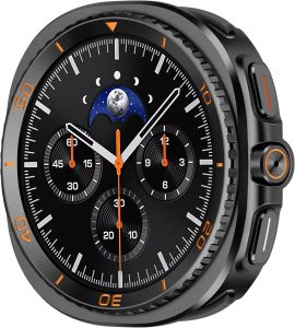 Amizee 3 in 1 Metal Case for Samsung Galaxy Watch 8 40mm Case with Screen Protector Rugged Bumper Scratch Resistant Protection Cover for Galaxy Watch 8 Numeric-Black/Orange