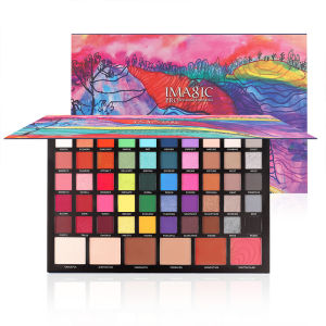 IMagic 56-màu Phấn mắt giàu màu 4 trong 1 Eyeshadow lấp lánh lâu trôi Matte trang điểm mắt BLUSH & Highlight & đường viền mỹ phẩm
