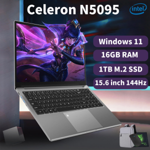 2024 Lenovo Factory Laptop Original HD Gaming Office Laptop Intel Celeron N5095 DDR4 16G RAM 128GB/256GB/512GB SSD HDMI Port Complete Computer Set15.6-inch Gaming Laptop