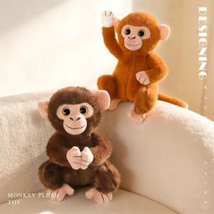 MMLUCK Mắt To Thú nhồi bông hình con khỉ Chân thực Búp bê nhồi bông Búp bê khỉ mắt lấp lánh Sáng tạo Mô phỏng Thú nhồi bông hình loài đười khỉ Trang trí phòng