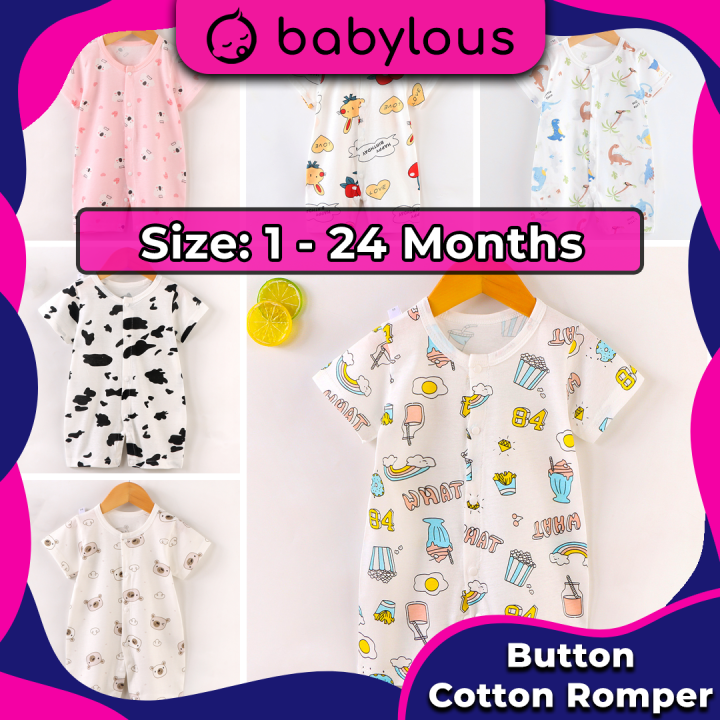 Baju Bayi Newborn Baby Clothing Cotton Romper Short Sleeve Button