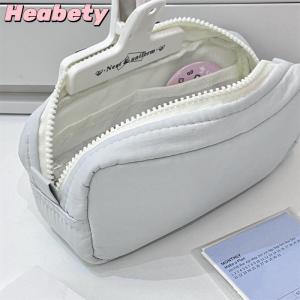 Heabety Simplicity Solid Color Pen Bag Zipper Design Large Capacity Pencil Case Portable Stationery Organizer Office Back To School