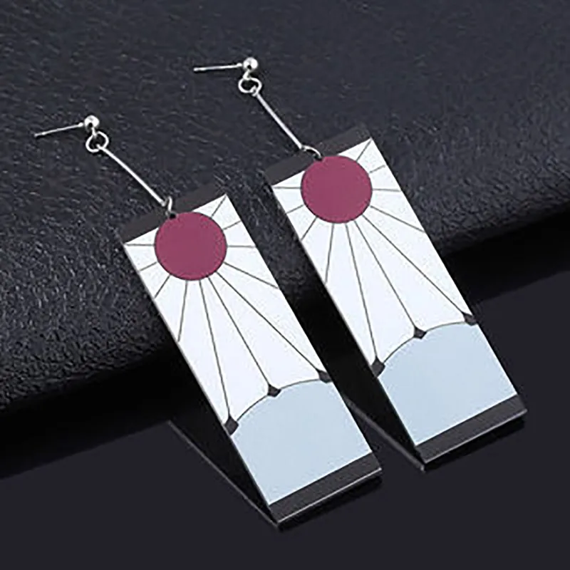 Hmeme Acrylic Tanjiro Earrings Demon Slayer Earrings Anime Cosplay