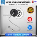 AFUR WASTAFEL 11/2 11/4 INCH SARINGAN PEMBUANGAN AIR BAK CUCI PIRING PLASTIK / STAINLESS TERMURAH. 