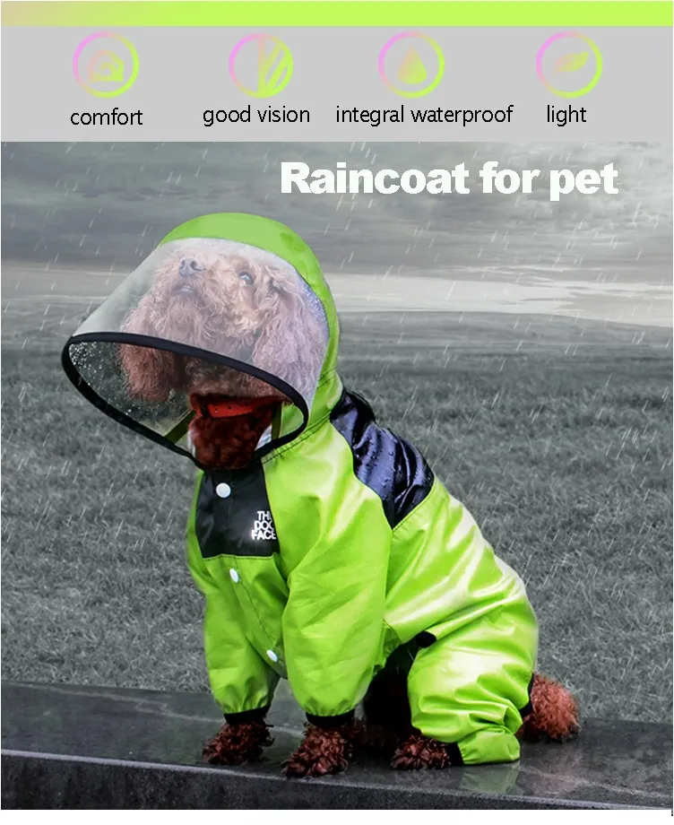 Dog Raincoat Pet Waterproof Detachable Rain Jackets Dogs Water