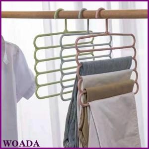 WOADA Quần áo treo quần móc chủ sở hữu lưu trữ tủ quần áo tổ chức 5 lớp quần khăn khăn kệ lưu trữ tổ chức
